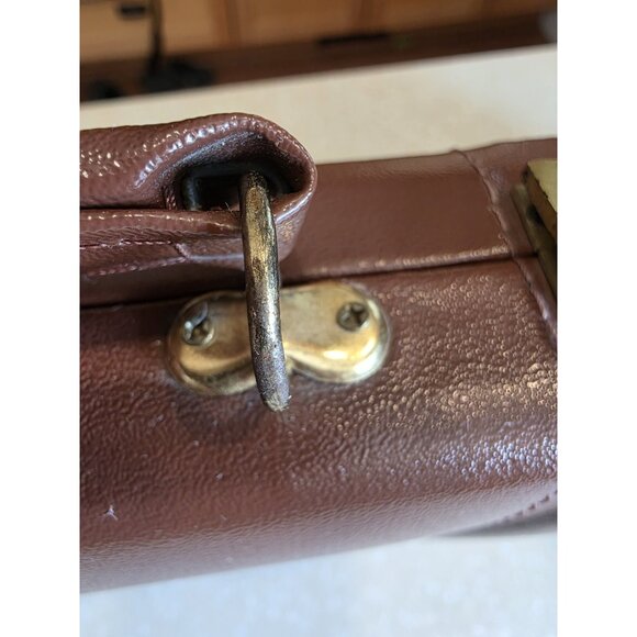 Vintage 1970's Backgammon Suitcase Board Game Brown Tan Felt 15" Faux Leather - Picture 9 of 11